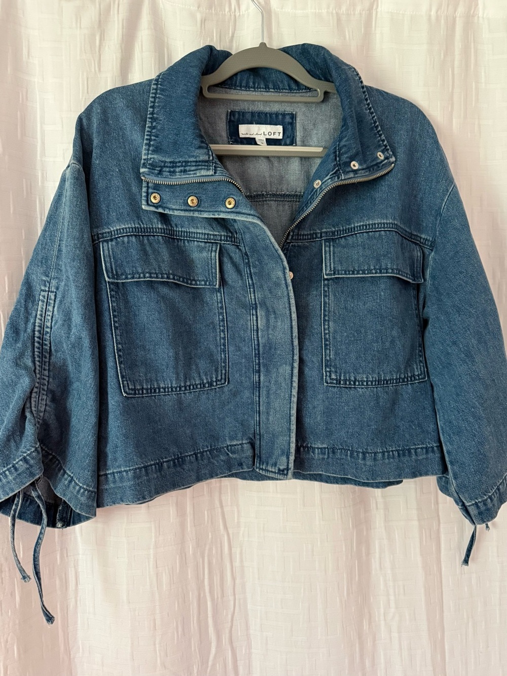 LOFT Oversized Cropped Denim Utility Jacket